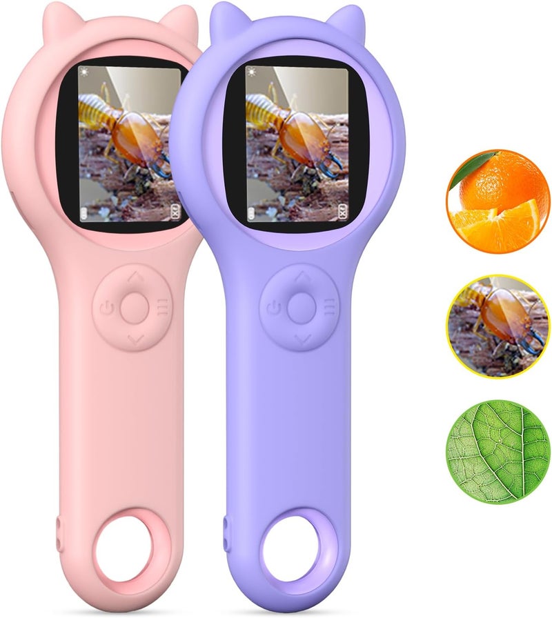 Ashfly Pink and Purple Microscope for Kids-200X Portable Digital Mini Microscope- Your Little Scientist Miniscope - STEM Toy for Age 5 6 7 8 9 10 11 12 Years Old Toddlers. - Image 1